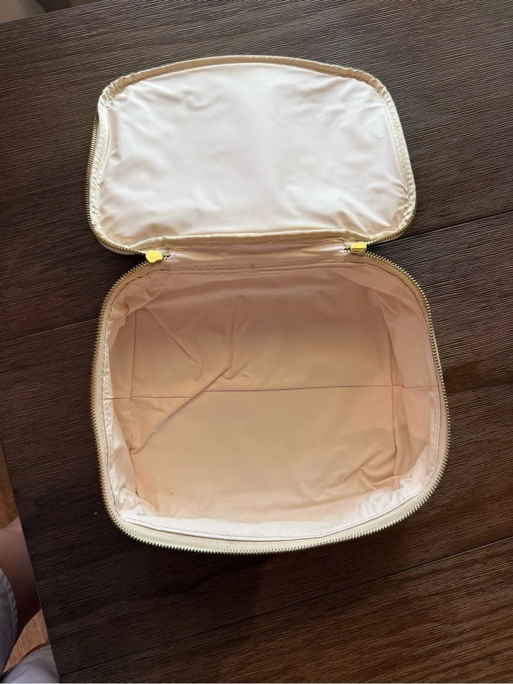 kate spade Cream Canvas Polka Dot Makeup Organizer with Gold Zipper